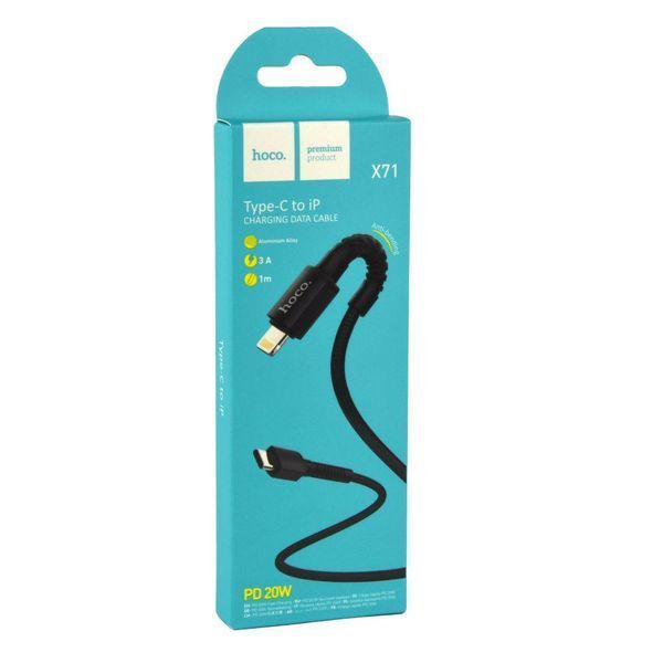 Кабель USB Hoco X71 Especial Type-C to Lightning PD 20W 3A 1m Чорний 209-00342 фото