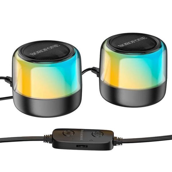 Портативна колонка BOROFONE BP12 Colorful BT wired 2-in-1 computer speaker, 5W*2, Black 6974443387179 фото
