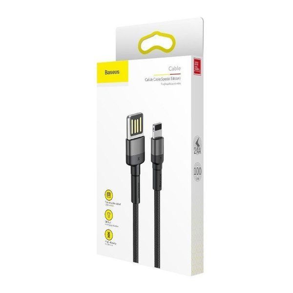 Кабель Baseus Cafule Cable（Special Edition）USB For iP 1m Grey+Black CALKLF-GG1 фото