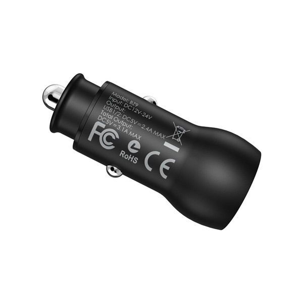 Автомобільний зарядний пристрій BOROFONE BZ9 Wise route dual port car charger Black 656-00316 фото