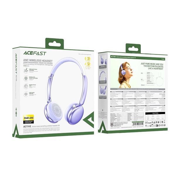 Бездротові накладні навушники ACEFAST H8 active noise cancelling wireless headset Silver 6974316284291 фото