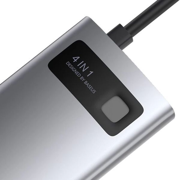 USB-хаб Baseus Metal Gleam Series 4-in-1 Multifunctional Type-C HUB Docking Station Gray（Type-C to HDMI*1+USB3.0*1+USB2.0*1+PD*1） CAHUB-CY0G фото