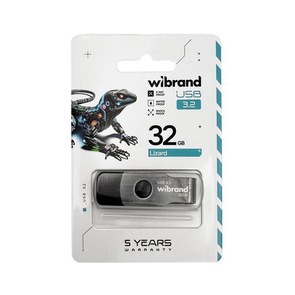Флеш-накопитель Wibrand USB 3.2 Gen1 Lizard 32GB Black WI3.2/LI32P9B фото