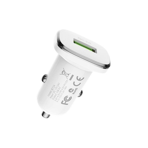Автомобильное зарядное устройство для BOROFONE BZ12A single port QC3.0 with Micro-USB cable 18W White 656-00376 фото