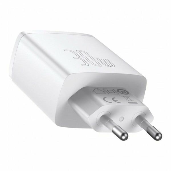 Сетевое зарядное устройство Baseus Compact Quick Charger 2U+C 30W EU White 656-01291 фото