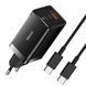 МЗП Baseus GaN5 Pro PD65W+QC3.0 (1USB-A/2C) + кабель Type-C to Type-C (CCGP12020) Black ILSO-00000063722-1 фото 1