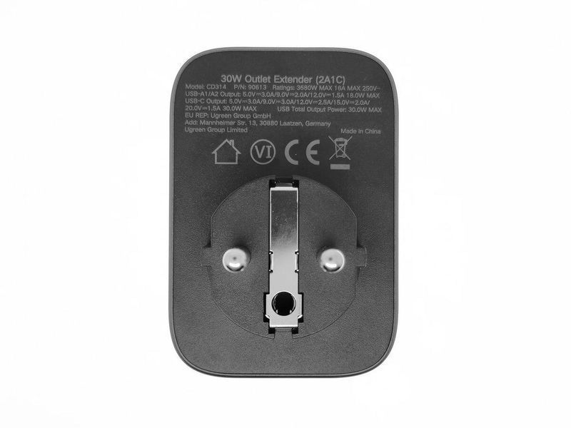 Мережевий зарядний пристрій UGREEN CD314 30W Outlet Extender EU (2A1C) (UGR-90613) 656-03185 фото