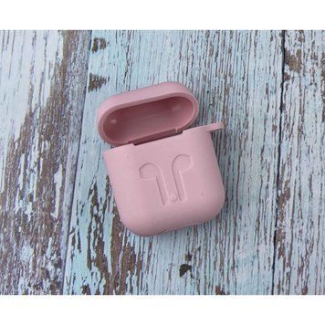 Силиконовый чехол с карабином для наушников AirPods 2 Пудровый 203-00081 фото