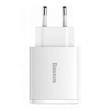 МЗП Baseus Compact Quick Charger 30W (Type-C + 2USB) White CCXJ-E02 фото