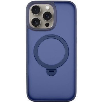 Чехол TPU+PC Metal Buttons with MagSafe Colorful HQ Ring для iPhone 15 Pro Max (6.7") Dark Blue 555-00636 фото
