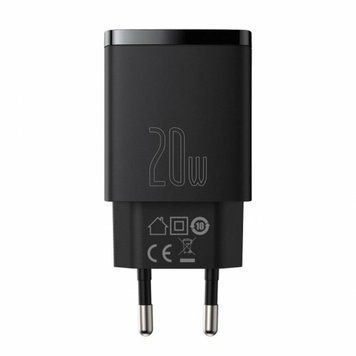 Сетевое зарядное устройство Baseus Compact Quick Charger U+C 20W EU Black 656-01292 фото