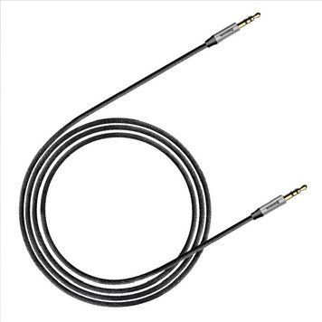 Аудіокабель Baseus M30 3.5mm male to 3.5mm male, nylon braid, 1m Silver+Black CAM30-BS1 фото