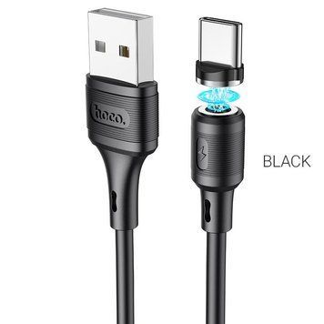 Кабель HOCO X52 USB to Type-C 3A, 1m, PVC, PVC connectors, magnetic, Black 6931474735546 фото