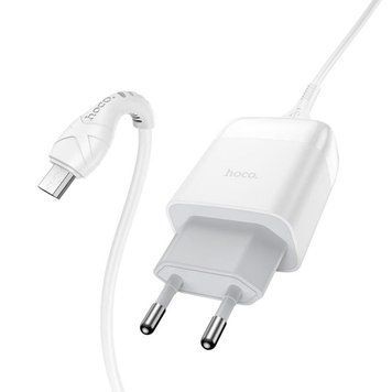 Сетевое зарядное устройство HOCO C72Q Glorious single port QC3.0 charger set(Micro) 18W White 656-01358 фото
