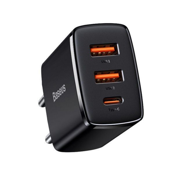 МЗП Baseus Compact Quick Charger 30W (Type-C + 2USB) White CCXJ-E02 фото