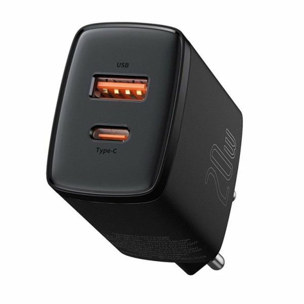 Мережевий зарядний пристрій Baseus Compact Quick Charger U+C 20W EU Black 656-01292 фото