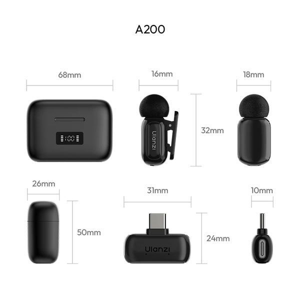 Бездротова мікрофонна система Ulanzi A200 Mini Mic dual-mic (Type-C) Black A046 фото