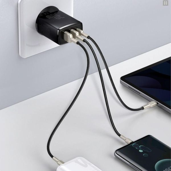 МЗП Baseus Compact Quick Charger 30W (Type-C + 2USB) White CCXJ-E02 фото