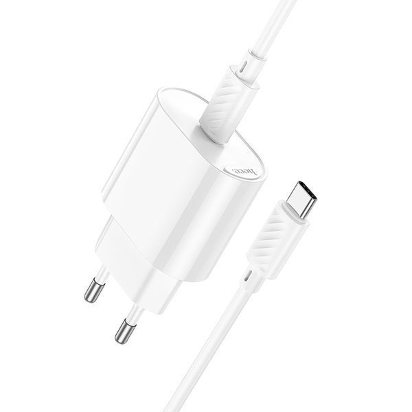 Сетевое зарядное устройство с кабелем HOCO C109A(PD20W) Fighter single port PD20W charger set(C to C) White 6942007656672 фото