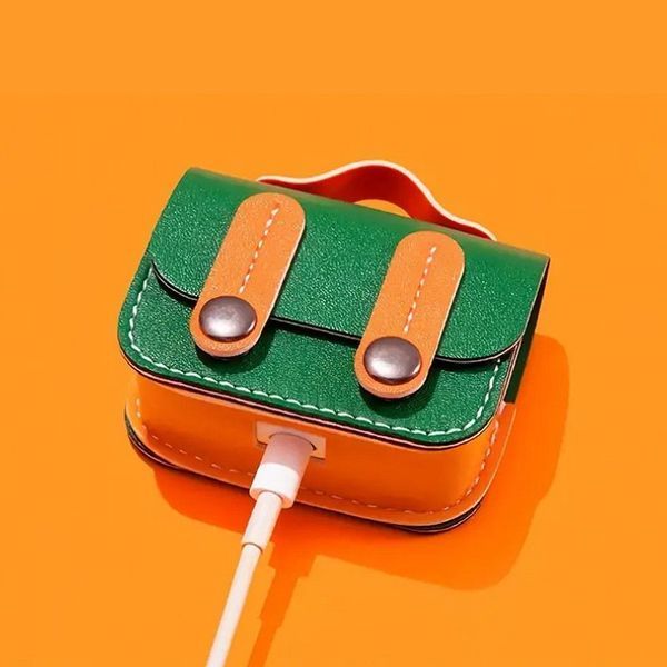 Шкіряний футляр Briefcase для навушників AirPods Pro Orange 203-00356 фото
