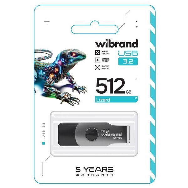 Флеш-накопичувач Wibrand USB 3.2 Gen1 Lizard 512GB Black WI3.2/LI512P9B фото