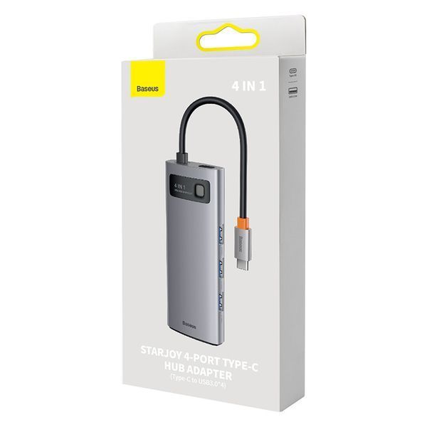 USB-хаб Baseus Metal Gleam Series 4-in-1 Multifunctional Type-C HUB Docking Station Gray（Type-C to USB3.0*4） WKWG070013 фото
