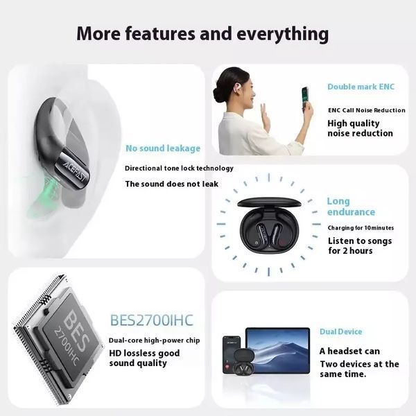 Бездротові навушники TWS ACEFAST FA002 ACEFIT Air wireless earbuds, ENC, IP54, Black 6974316283621 фото
