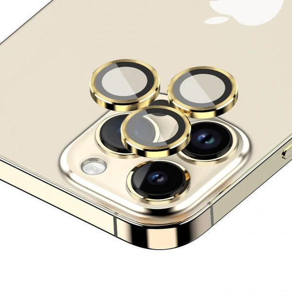 Захисне скло Metal Classic на камеру для Apple iPhone 14 Pro (6.1") / 14 Pro Max (6.7") Gold 204-00427 фото