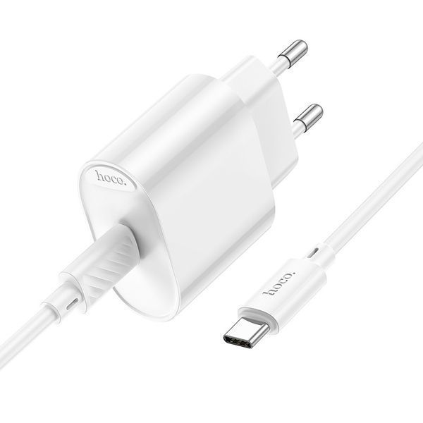 Сетевое зарядное устройство с кабелем HOCO C109A(PD20W) Fighter single port PD20W charger set(C to C) White 6942007656672 фото