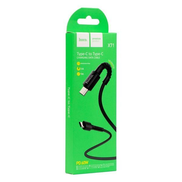 Кабель USB Hoco X71 Спеціальний Type-C to Type-C PD 60W 3A 1m Чорний 209-00343 фото
