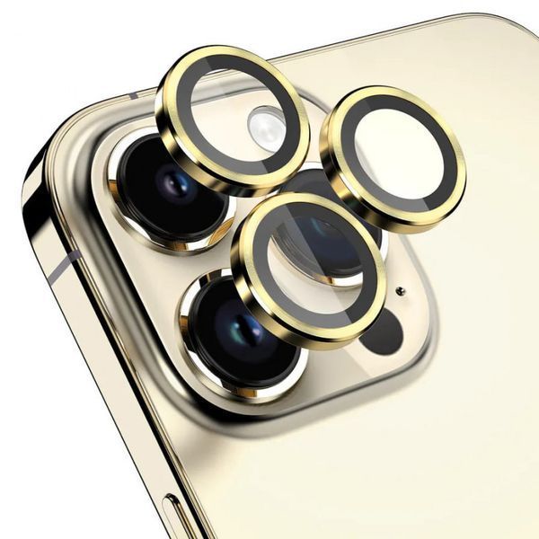 Захисне скло Metal Classic на камеру для Apple iPhone 14 Pro (6.1") / 14 Pro Max (6.7") Gold 204-00427 фото