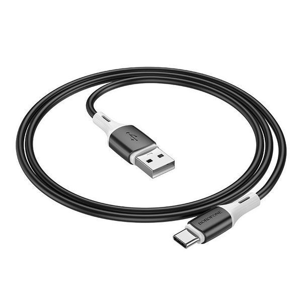 Кабель BOROFONE BX79 USB to Type-C 3A, 1m, silicone, silicone connectors, Black 6974443384789 фото