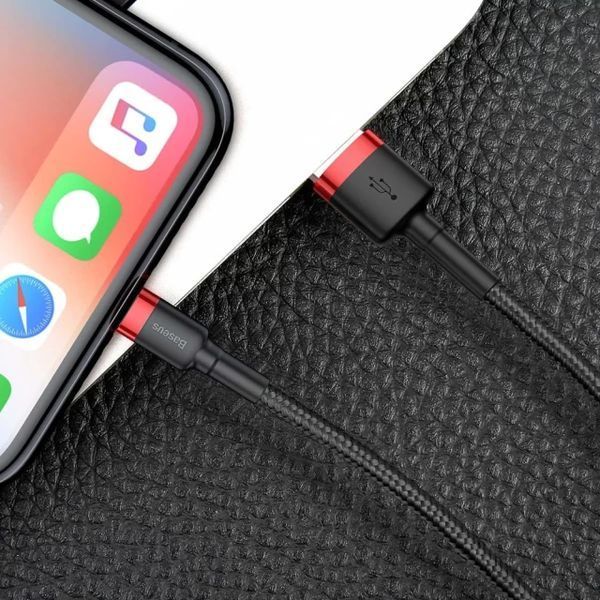 Кабель Baseus Cafule Cable USB For iP 2A 3m Red+Black CALKLF-R91 фото
