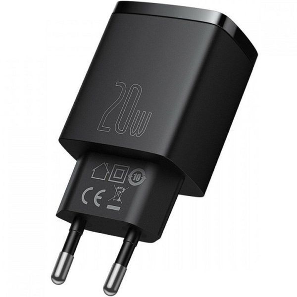 Мережевий зарядний пристрій Baseus Compact Quick Charger U+C 20W EU Black 656-01292 фото