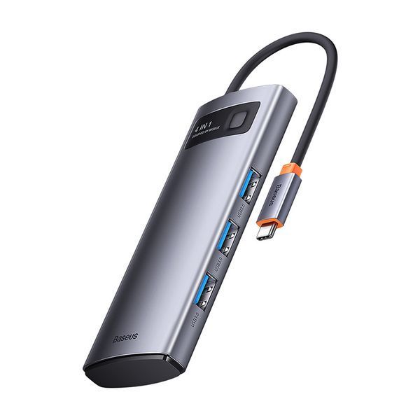 USB-хаб Baseus Metal Gleam Series 4-in-1 Multifunctional Type-C HUB Docking Station Gray（Type-C to USB3.0*4） WKWG070013 фото
