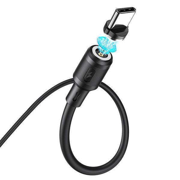 Кабель HOCO X52 USB to Type-C 3A, 1m, PVC, PVC connectors, magnetic, Black 6931474735546 фото