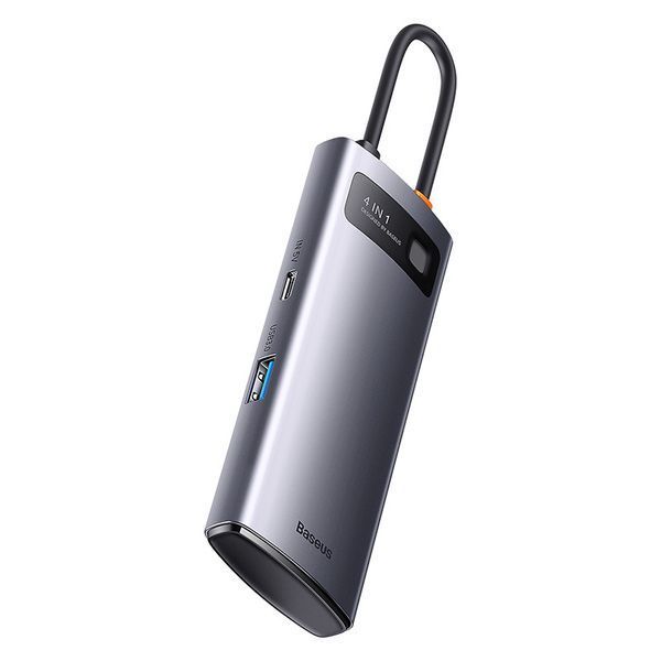 USB-хаб Baseus Metal Gleam Series 4-in-1 Multifunctional Type-C HUB Docking Station Gray（Type-C to USB3.0*4） WKWG070013 фото