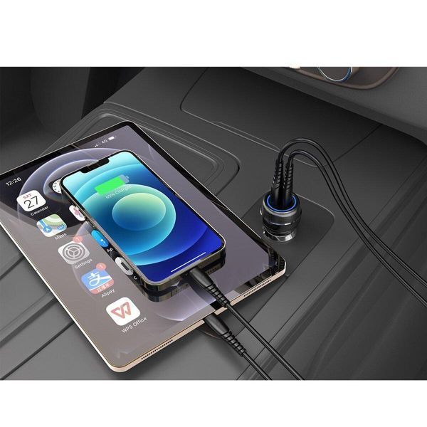 Автомобільний зарядний пристрій CHAROME C9 Zinc Car Charger 52.5W(USB-A+USB-C) Metal Grey 656-00377 фото