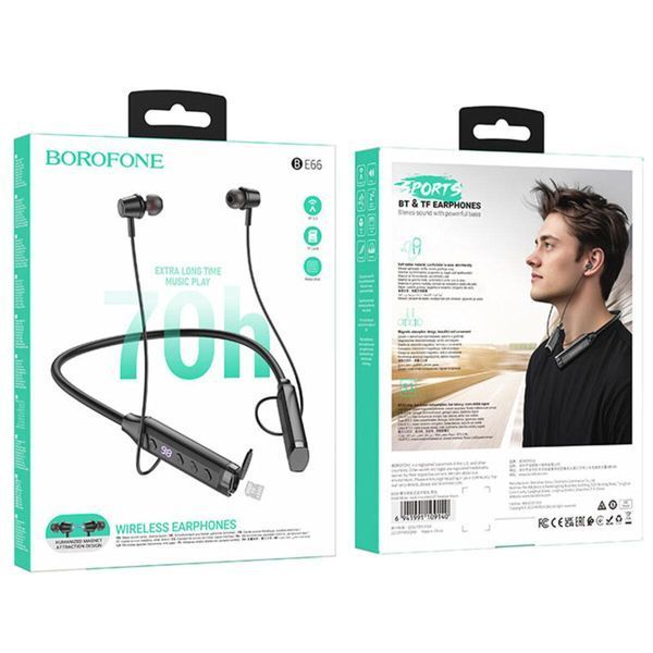 Наушники BOROFONE BE66 Motor neck-mounted BT headset Black 656-00872 фото
