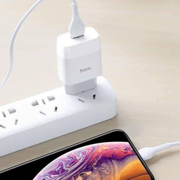 Сетевое зарядное устройство HOCO C72Q Glorious single port QC3.0 charger set(Micro) 18W White 656-01358 фото