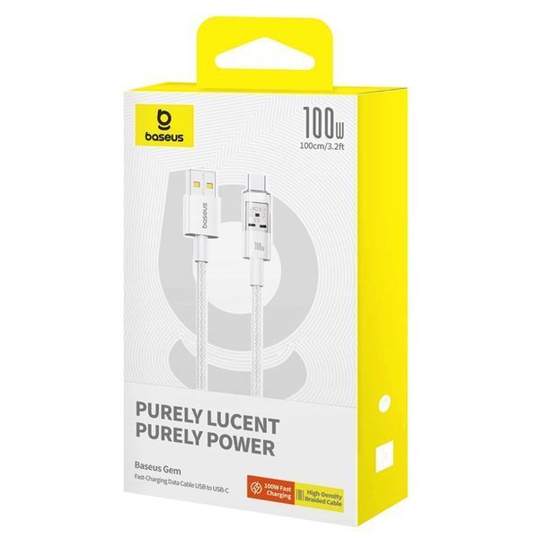 Кабель Baseus Gem Fast-Charging Data Cable USB to USB-C 100W 1m Moon White P10373002211-00 фото
