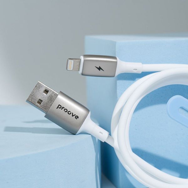 Кабель Proove Flex Metal USB to Lightning 2.4A (1m) white 656-02579 фото