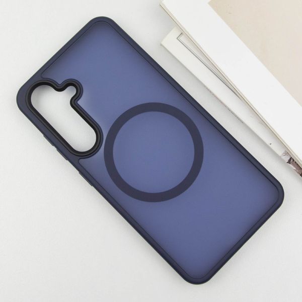 TPU+PC чохол Metal Buttons with MagSafe Colorful для Samsung Galaxy S25 Navy Blue 555-03004 фото