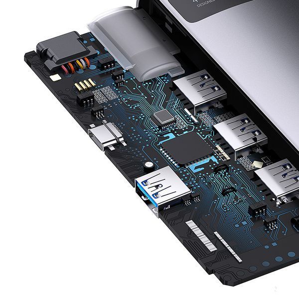 USB-хаб Baseus Metal Gleam Series 4-in-1 Multifunctional Type-C HUB Docking Station Gray（Type-C to USB3.0*4） WKWG070013 фото