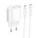 Сетевое зарядное устройство с кабелем HOCO C109A(PD20W) Fighter single port PD20W charger set(C to C) White 6942007656672 фото 1