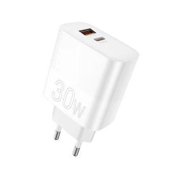Сетевое зарядное устройство WUW-C208 30W PD USB-C + USB QC3.0 18W white 6972573333417 фото