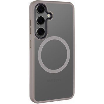 Чехол TPU+PC Metal Buttons with MagSafe Colorful для Samsung Galaxy S25 Grey 555-03005 фото