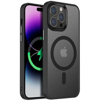 Чехол TPU+PC Metal Buttons with MagSafe Colorful для Apple iPhone 15 Pro (6.1") Black 555-03055 фото