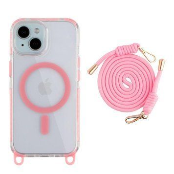 Чехол TPU+PC LanyardCase with MagSafe для iPhone 15 Pink 214-03162 фото