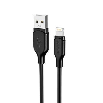 Кабель BOROFONE BX42 USB to iP 2.4A, 1m, silicone, TPE connectors, Black 6931474736727 фото